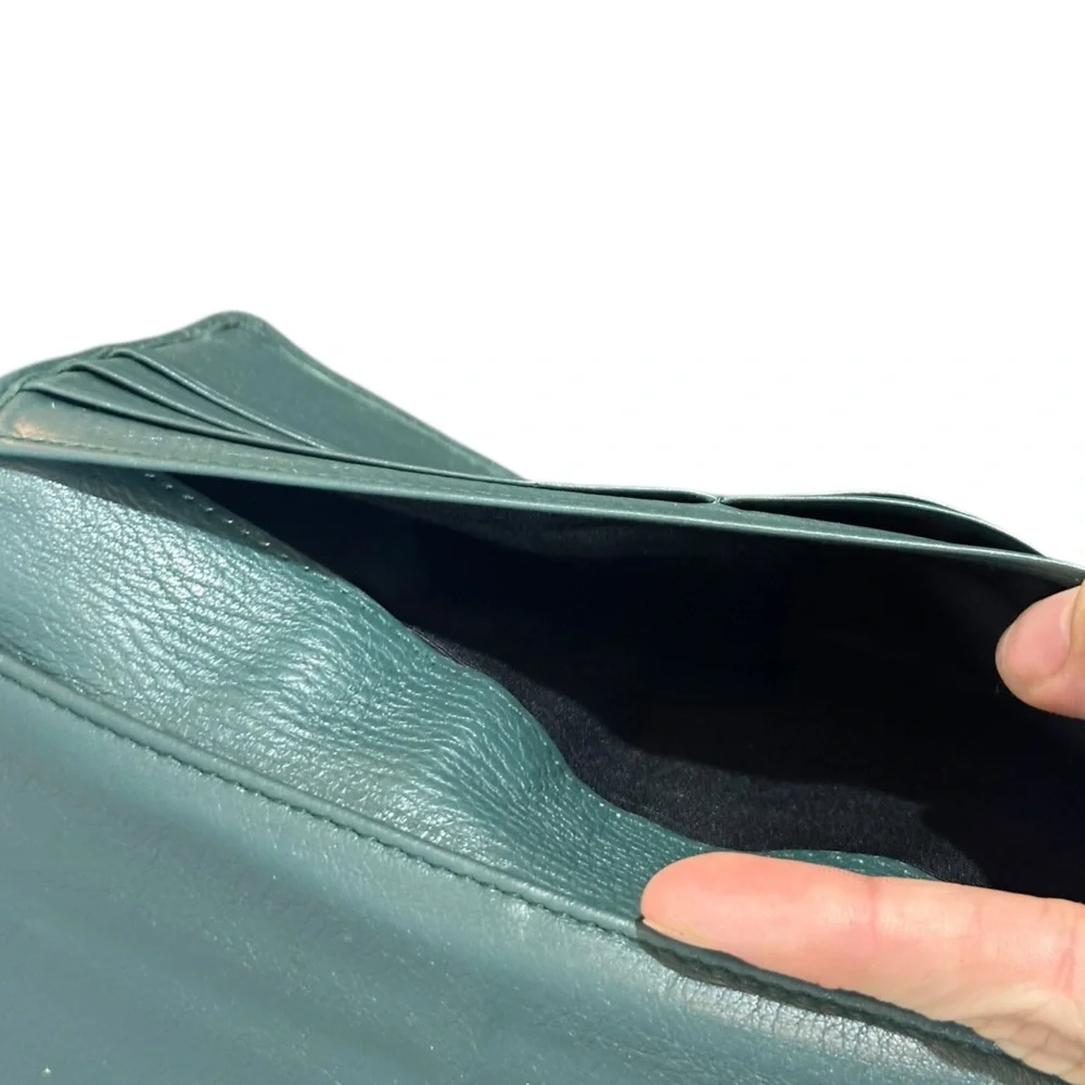 MARC JACOBS Recruit Continental Tri-fold Green Leather Wallet